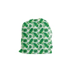 Tropical Leaf Pattern Drawstring Pouch (small) by Dutashop