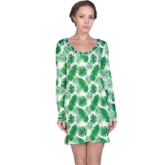 Tropical Leaf Pattern Long Sleeve Nightdress by Dutashop