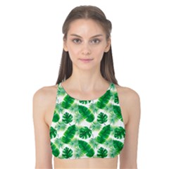 Tropical Leaf Pattern Tank Bikini Top