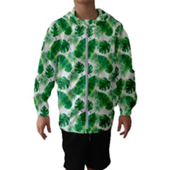 Tropical Leaf Pattern Kids  Hooded Windbreaker by Dutashop