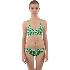 Tropical Leaf Pattern Wrap Around Bikini Set