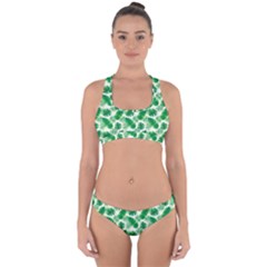 Tropical Leaf Pattern Cross Back Hipster Bikini Set