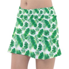 Tropical Leaf Pattern Tennis Skorts