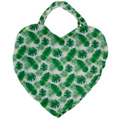 Tropical Leaf Pattern Giant Heart Shaped Tote