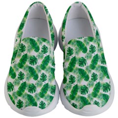 Tropical Leaf Pattern Kids Lightweight Slip Ons by Dutashop