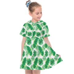 Tropical Leaf Pattern Kids  Sailor Dress by Dutashop