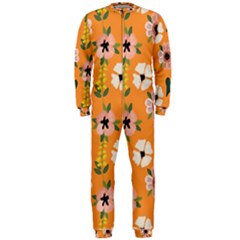 Flower Orange Pattern Floral Onepiece Jumpsuit (men)  by Dutashop