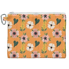 Flower Orange Pattern Floral Canvas Cosmetic Bag (xxl) by Dutashop