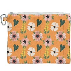 Flower Orange Pattern Floral Canvas Cosmetic Bag (xxxl)