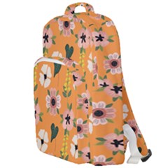 Flower Orange Pattern Floral Double Compartment Backpack