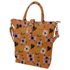 Flower Orange Pattern Floral Buckle Top Tote Bag by Dutashop