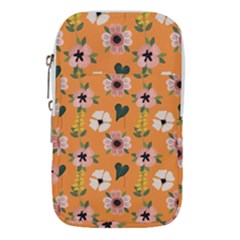 Flower Orange Pattern Floral Waist Pouch (small)