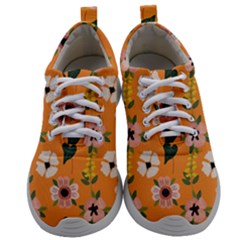 Flower Orange Pattern Floral Mens Athletic Shoes