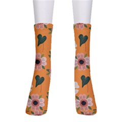 Flower Orange Pattern Floral Men s Crew Socks