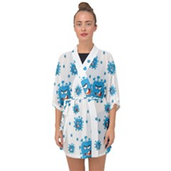 Illustrations Virus Corona Covid Infection Half Sleeve Chiffon Kimono by Dutashop