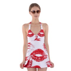 Red Lipsticks Lips Make Up Makeup Halter Dress Swimsuit  by Dutashop