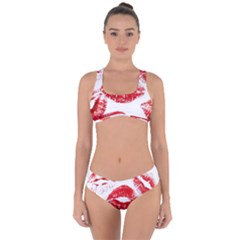 Red Lipsticks Lips Make Up Makeup Criss Cross Bikini Set by Dutashop