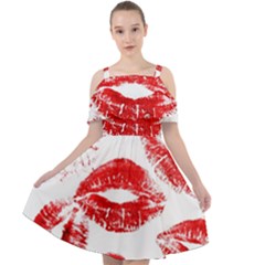 Red Lipsticks Lips Make Up Makeup Cut Out Shoulders Chiffon Dress by Dutashop