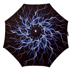 Blue Thunder At Night, Colorful Lightning Graphic Straight Umbrellas by picsaspassion