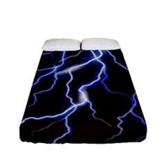 Blue Thunder At Night, Colorful Lightning Graphic Fitted Sheet (full/ Double Size)