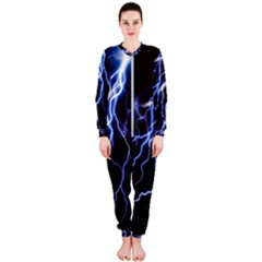 Blue Thunder At Night, Colorful Lightning Graphic Onepiece Jumpsuit (ladies)  by picsaspassion