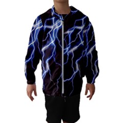 Blue Thunder At Night, Colorful Lightning Graphic Kids  Hooded Windbreaker by picsaspassion