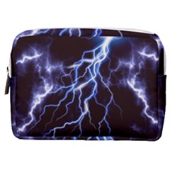 Blue Thunder At Night, Colorful Lightning Graphic Make Up Pouch (medium) by picsaspassion