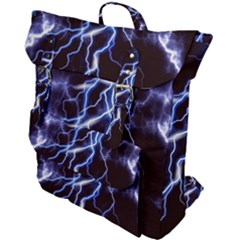 Blue Thunder At Night, Colorful Lightning Graphic Buckle Up Backpack by picsaspassion