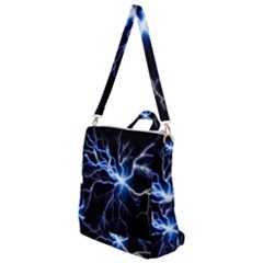 Blue Electric Thunder Storm, Colorful Lightning Graphic Crossbody Backpack by picsaspassion