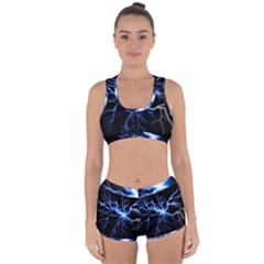 Blue Electric Thunder Storm, Colorful Lightning Graphic Racerback Boyleg Bikini Set by picsaspassion