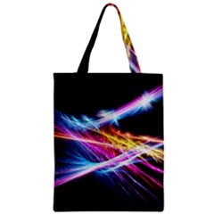 Colorful Neon Light Rays, Rainbow Colors Graphic Art Zipper Classic Tote Bag