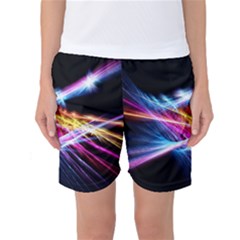 Colorful Neon Light Rays, Rainbow Colors Graphic Art Women s Basketball Shorts by picsaspassion