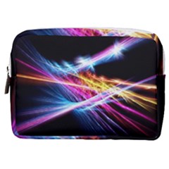 Colorful Neon Light Rays, Rainbow Colors Graphic Art Make Up Pouch (medium) by picsaspassion