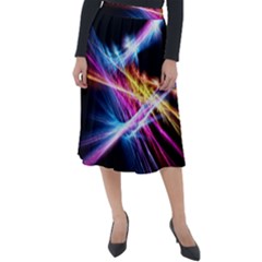 Colorful Neon Light Rays, Rainbow Colors Graphic Art Classic Velour Midi Skirt  by picsaspassion