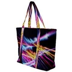 Colorful Neon Light Rays, Rainbow Colors Graphic Art Zip Up Canvas Bag by picsaspassion