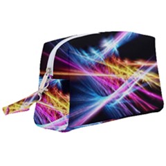 Colorful Neon Light Rays, Rainbow Colors Graphic Art Wristlet Pouch Bag (large) by picsaspassion
