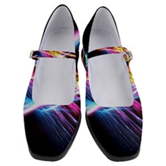Colorful Neon Light Rays, Rainbow Colors Graphic Art Women s Mary Jane Shoes by picsaspassion
