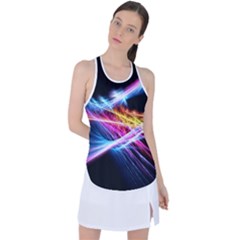 Colorful Neon Light Rays, Rainbow Colors Graphic Art Racer Back Mesh Tank Top by picsaspassion