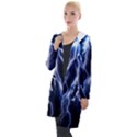 Blue Lightning at night, modern graphic art  Hooded Pocket Cardigan View1