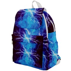Blue Lightning Thunder At Night, Graphic Art 3 Top Flap Backpack by picsaspassion