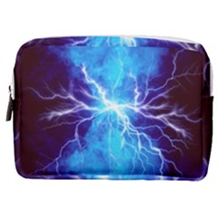 Blue Lightning Thunder At Night, Graphic Art 3 Make Up Pouch (medium) by picsaspassion