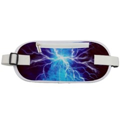 Blue Lightning Thunder At Night, Graphic Art 3 Rounded Waist Pouch