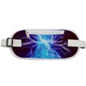 Blue Lightning thunder at night, graphic art 3 Rounded Waist Pouch View1