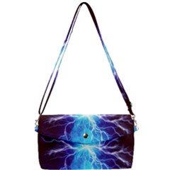 Blue Lightning Thunder At Night, Graphic Art 3 Removable Strap Clutch Bag by picsaspassion