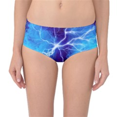 Blue Thunder Lightning At Night, Graphic Art Mid-waist Bikini Bottoms by picsaspassion