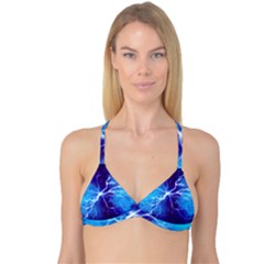 Blue Thunder Lightning At Night, Graphic Art Reversible Tri Bikini Top by picsaspassion