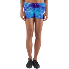 Blue Thunder Lightning At Night, Graphic Art Yoga Shorts by picsaspassion