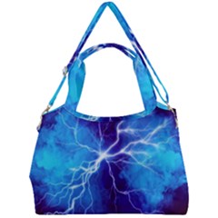 Blue Thunder Lightning At Night, Graphic Art Double Compartment Shoulder Bag by picsaspassion