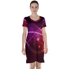 Colorful Arcs In Neon Light, Graphic Art Short Sleeve Nightdress