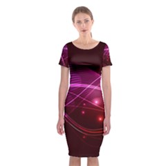 Colorful Arcs In Neon Light, Graphic Art Classic Short Sleeve Midi Dress by picsaspassion